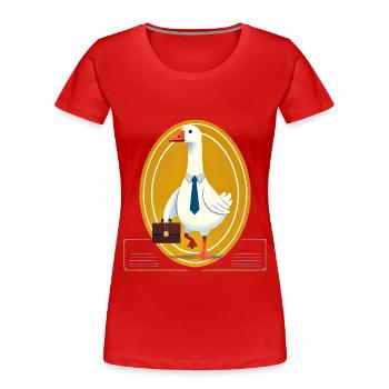 Ernsthafte Gans im Anzug mit Aktentasche - Frauen Premium Bio T-Shirt - Rot - Vorne - Mia (176cm)