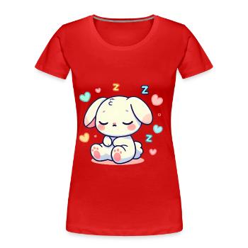 Lapin endormi Illustration pastel - T-shirt bio Premium Femme - rouge - Devant - Mia (176cm)