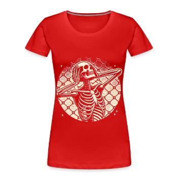 Silent Scream Squelette Art Design - T-shirt bio Premium Femme - rouge - Devant - Mia (176cm)