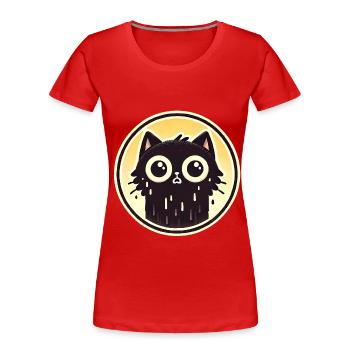 Conception de l’insigne du Calamity Cat Club - T-shirt bio Premium Femme - rouge - Devant - Mia (176cm)