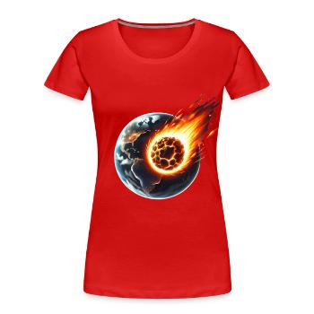 Feuriger Asteroideneinschlag auf der Erde - Frauen Premium Bio T-Shirt - Rot - Vorne - Mia (176cm)