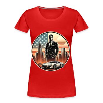 USA Sonnenuntergang Führer Illustration - Frauen Premium Bio T-Shirt - Rot - Vorne - Mia (176cm)