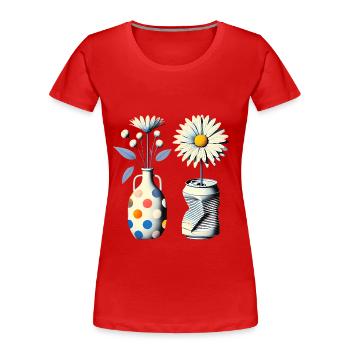 Marguerites vintage dans des vases originaux - T-shirt bio Premium Femme - rouge - Devant - Mia (176cm)