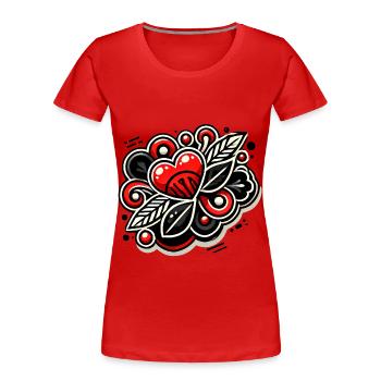 Conception de cœur audacieux petit mais autoritaire - T-shirt bio Premium Femme - rouge - Devant - Mia (176cm)