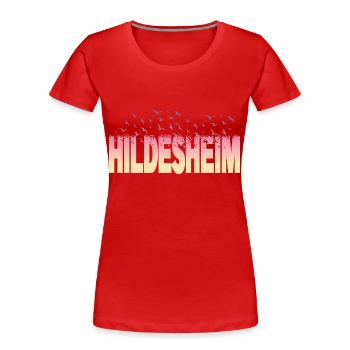 Hildesheim Germany City Font Birds Skyline - Women's Premium Organic T-Shirt - red - Front - Mia (176cm)