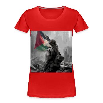 Liberté Palestine libre - T-shirt bio Premium Femme - rouge - Devant - Mia (176cm)
