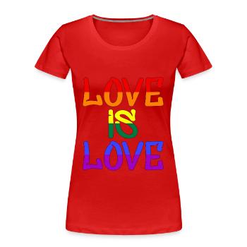 Love is Love - Frauen Premium Bio T-Shirt - Rot - Vorne - Mia (176cm)