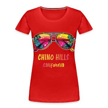 Chino Hills, Californie - Lunettes de soleil colorées - T-shirt bio Premium Femme - rouge - Devant - Mia (176cm)