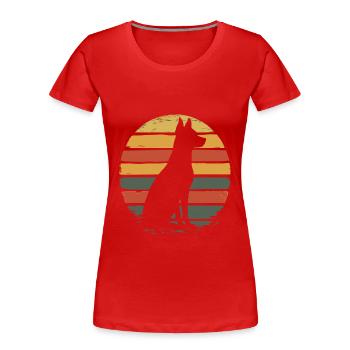 Belgian Malinois Vintage Silhouette - Frauen Premium Bio T-Shirt - Rot - Vorne - Mia (176cm)