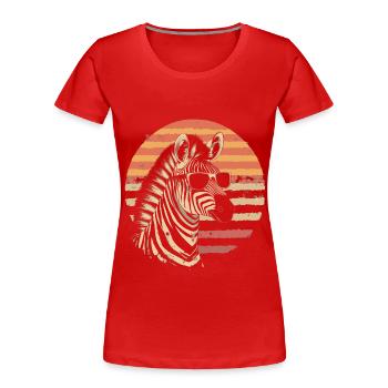 Zebra mit Sonnenbrille Vintage - Frauen Premium Bio T-Shirt - Rot - Vorne - Mia (176cm)