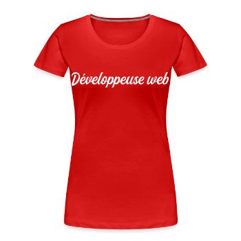 Développeuse Web - T-shirt bio Premium Femme - rouge - Devant - Mia (176cm)