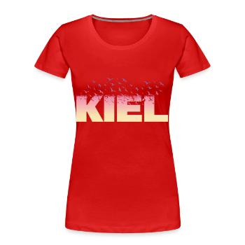 Kiel Germany City Font Birds Skyline - Women's Premium Organic T-Shirt - red - Front - Mia (176cm)