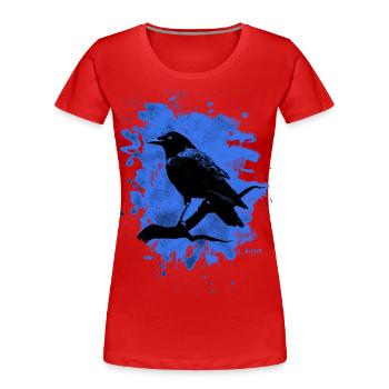 Crow bleached blue - Frauen Premium Bio T-Shirt - Rot - Vorne - Mia (176cm)