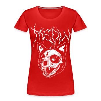 Meow Kitty Cat Black Métal - T-shirt bio Premium Femme - rouge - Devant - Mia (176cm)