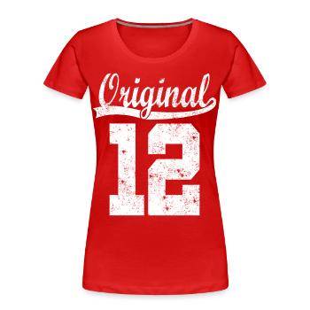 Chemise d’anniversaire Born 2012 - T-shirt bio Premium Femme - rouge - Devant - Mia (176cm)