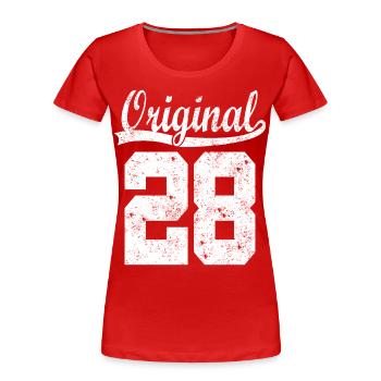 Original of 28 - Women's Premium Organic T-Shirt - red - Front - Mia (176cm)