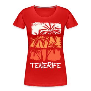 Tenerife Tenerife Summer Sun Beach Sea Palm Trees - Women's Premium Organic T-Shirt - red - Front - Mia (176cm)