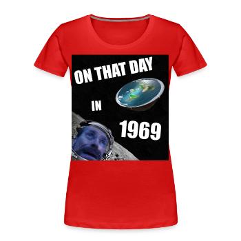 Terre plate cosmos lune t-shirt terre plate - T-shirt bio Premium Femme - rouge - Devant - Mia (176cm)