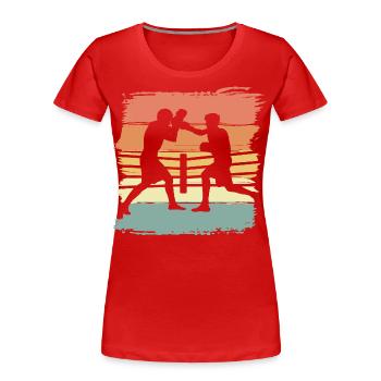 Boxe rétro - T-shirt bio Premium Femme - rouge - Devant - Mia (176cm)
