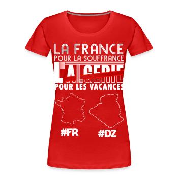 L'Algérie pour les vacances - T-shirt bio Premium Femme - rouge - Devant - Mia (176cm)