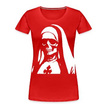 Satanische Nonne, okkulte und dunkle T-Shirts zu - Frauen Premium Bio T-Shirt - Rot - Vorne - Mia (176cm)