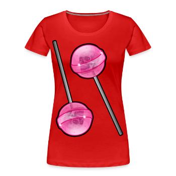 Skull Lollipop - Women's Premium Organic T-Shirt - red - Front - Mia (176cm)