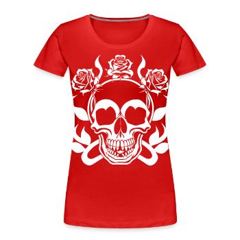 Horreur Crâne Crâne Art Crâne Gothique Heavy Metal - T-shirt bio Premium Femme - rouge - Devant - Mia (176cm)