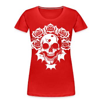 Horreur Crâne Crâne Art Crâne Gothique Heavy Metal - T-shirt bio Premium Femme - rouge - Devant - Mia (176cm)