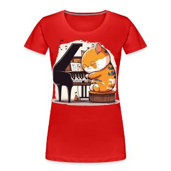 Katzen-Harmonie - Frauen Premium Bio T-Shirt - Rot - Vorne - Mia (176cm)