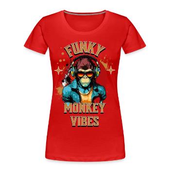 Monkey Sunglasses Headphones Music Funky Vibes - Women's Premium Organic T-Shirt - red - Front - Mia (176cm)