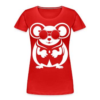 Lustige Hausratte mit Sonnenbrille Fancy Rats - Frauen Premium Bio T-Shirt - Rot - Vorne - Mia (176cm)