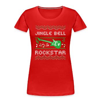 UGLY CHRISTMAS SWEATER, JINGLE BELL ROCK-STAR - Women's Premium Organic T-Shirt - red - Front - Mia (176cm)