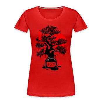 Encre bonsai japonais - noir - T-shirt bio Premium Femme - rouge - Devant - Mia (176cm)