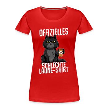 Offizielles schlechte Laune Shirt Katze black - Frauen Premium Bio T-Shirt - Rot - Vorne - Mia (176cm)