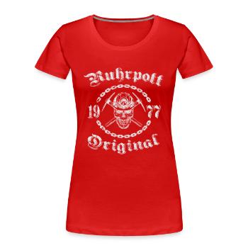1977 Geburtstag Ruhrpott Original Schädel - Frauen Premium Bio T-Shirt - Rot - Vorne - Mia (176cm)
