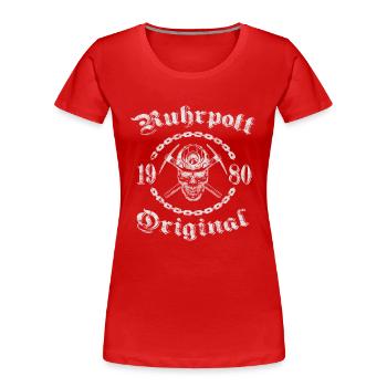 1980 Geburtstag Ruhrpott Original Schädel - Frauen Premium Bio T-Shirt - Rot - Vorne - Mia (176cm)