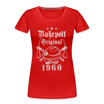 1960 Geburtstag Ruhrpott Original Hacke Helm - Frauen Premium Bio T-Shirt - Rot - Vorne - Mia (176cm)