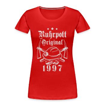 1997 Geburtstag Ruhrpott Original Hacke Helm - Frauen Premium Bio T-Shirt - Rot - Vorne - Mia (176cm)