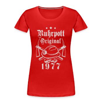 1977 Geburtstag Ruhrpott Original Hacke Helm - Frauen Premium Bio T-Shirt - Rot - Vorne - Mia (176cm)