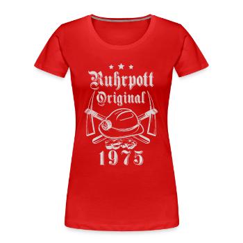 1975 Geburtstag Ruhrpott Original Hacke Helm - Frauen Premium Bio T-Shirt - Rot - Vorne - Mia (176cm)