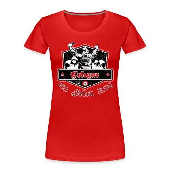 Cologne ein Leben Lang No II - Frauen Premium Bio T-Shirt - Rot - Vorne - Mia (176cm)