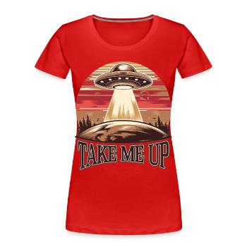 UFO Entführung Retro - Frauen Premium Bio T-Shirt - Rot - Vorne - Mia (176cm)