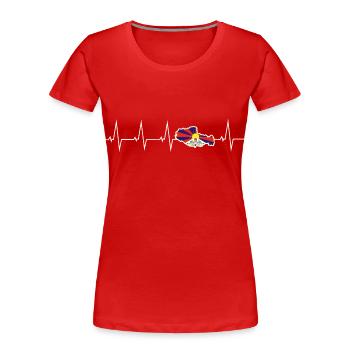 Ich liebe Tibet - Herzschlag - Frauen Premium Bio T-Shirt - Rot - Vorne - Mia (176cm)