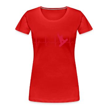 Snowboard Herzschlag Snowboarder Berg Schnee - Frauen Premium Bio T-Shirt - Rot - Vorne - Mia (176cm)