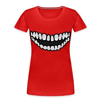 Masque de protège-dents Corona Smile Embout buccal - T-shirt bio Premium Femme - rouge - Devant - Mia (176cm)