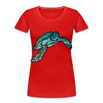 Tortue Marine - T-shirt bio Premium Femme - rouge - Devant - Mia (176cm)