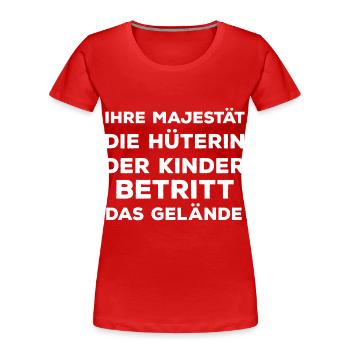 Die Hüterin der Kinder betritt das Gelände - Frauen Premium Bio T-Shirt - Rot - Vorne - Mia (176cm)