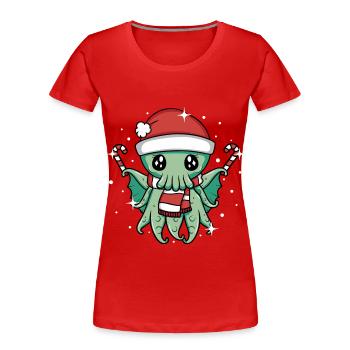 Christmas Cthulhu - Women's Premium Organic T-Shirt - red - Front - Mia (176cm)