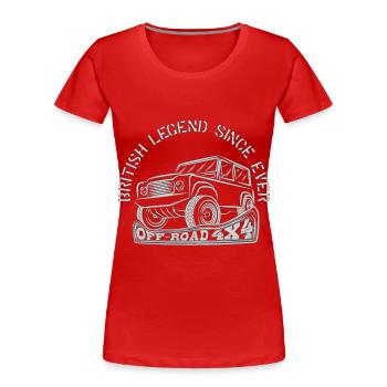 BRITISH LEGEND SINCE EVER - Frauen Premium Bio T-Shirt - Rot - Vorne - Mia (176cm)
