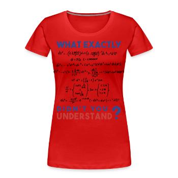 Blague de formule de physique - T-shirt bio Premium Femme - rouge - Devant - Mia (176cm)